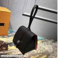 Top Design Moynat Madeleine Structured Clutch Bag in Carat Calfskin Epsom Leather M12208 Black/Orange 2018