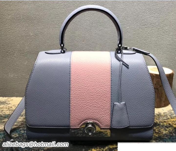 Sophisticated Moynat Petite Réjane Bag in Taurillon Gex Togo Leather M12202 Blue/Pink 2018
