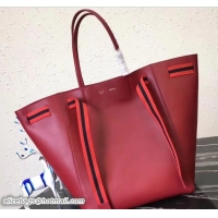 Top Grade Celine Large Cabas Phantom Bag Red In Calfskin With Wool Belt 21904 2018