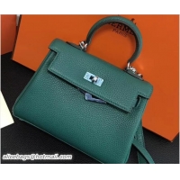 Good Looking Hermes Clemence Leather Kelly 20cm Mini Bag 32701 Emerald Green