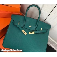 Fashion Hermes Clemence Leather Birkin 30 Bag Emerald Green with Gold Hardware 327013