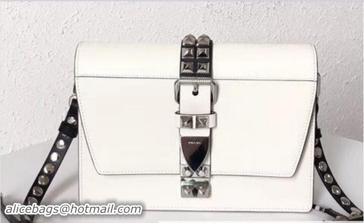 Fashion Style Prada Elektra Calf Leather Shoulder Bag 1BD120 White 2018