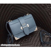 Good Product Prada Cahier Leather Shoulder Bag 1BD095 Baby Blue 2018