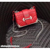 1:1 aaaaa Prada Cahier Calf Leather Shoulder Bag 1BH018 Matelassé Red 2018