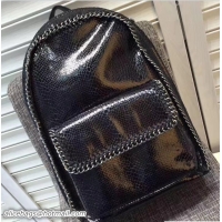 Unique Style Stella Mccartney Falabella Backpack Bag Snake Pattern 407011 Black