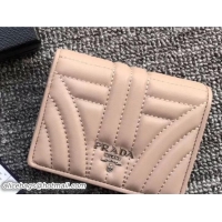 Best Product Prada Small Quilted Leather Compact Wallet 1MV204 Apricot 2018
