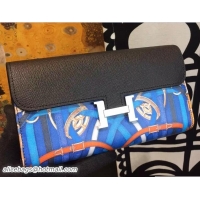 Best Grade Hermes Constance Long Wallet Clutch Bag in Original Leather 408012 Color Strip Black