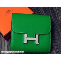 Top Design Hermes Epsom Leather Constance Short Wallet 408016 Green