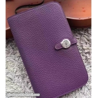 Crafted Hermes Dogon Original Leather Passport Holder Wallet 41502 Purple