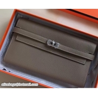 Shop Duplicate Hermes Togo Leather Kelly Long Wallet 416015 Etoupe