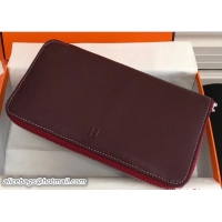 Grade Quality Hermes Swift Leather Cards Zipper Wallet 416012 Purplish Red