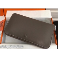 Perfect Hermes Swift Leather Cards Zipper Wallet 416012 Etoupe