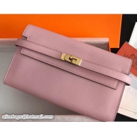 Hot Style Hermes Swift Leather Kelly Long Wallet 416020 Cherry Pink