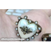 Shop Duplicate Dior Blue Bohémienne heart and bee Ring White 419055