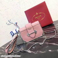 Hot Sell Prada Cahier Calf Leather Shoulder Bag 1BH018 Pink