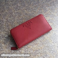 Discount Prada Saffiano Leather Large Zippy Wallets 1MH317 Red