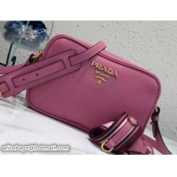 Good Quality Prada Calf Leather Shoulder Camera Bag 1BH082 Pink 2018