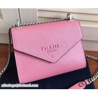Grade Quality Prada Monochrome Saffiano Leather Shoulder Bag 1BD127 Pink