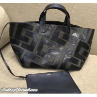 Pretty Style Celin Textile and Leather Patchwork Small Tote Bag 111808 Black