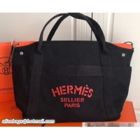Sumptuous Hermes Fourre-Tout Du Vintage Cavalier Canvas Tote Bag 110501 Black 2018