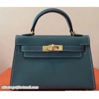 Shop Duplicate Herme Kelly 20 Mini II Bag Original Epsom Leather 110505 Emerald Green