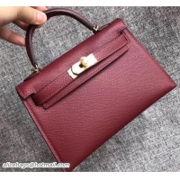 Good Quality Herme Kelly 20 Mini II Bag Original Epsom Leather 110505 Burgundy