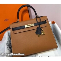 Hot Style Hermes Bicolor Kelly 28cm Bag in Epsom Leather 1102256 Brown/Black