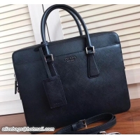 Top Grade Prada Saffiano Cuir Leather Briefcase Bag 2VE368 Black