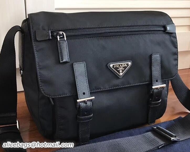 Grade Prada Fabric Messenger Shoulder Bag 1BD671 Black 2018