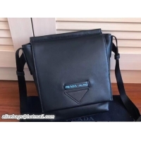 Shop Duplicate Prada Calf Leather Shoulder Bag 2VD016 Black 2018