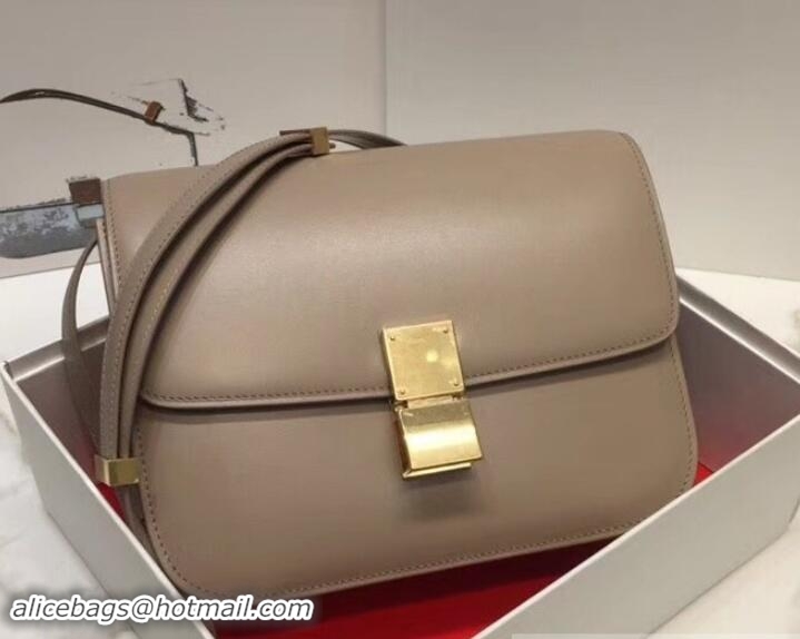 Perfect Celine Classic Box Flap Shoulder Bag 122502 Beige Grey 2018