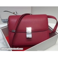 Classic Hot Celine Classic Box Flap Shoulder Bag 122502 Dark Red 2018