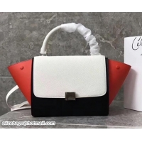 Popular Style Celine Tricolor smooth Calfskin Trapeze small Bag 122506 black/white/red
