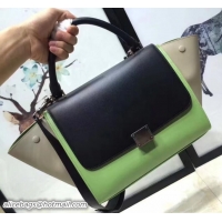 Good Quality Celine Tricolor smooth Calfskin Trapeze small Bag 122506 black/green/gray