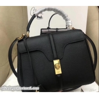 Original Cheap Celine Calfskin Small 16 Bag Grained Black 188003/188004 2019