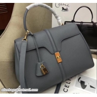 Luxury Cheap Celine Calfskin Medium 16 Bag Grained Gray 187373/187374 2019