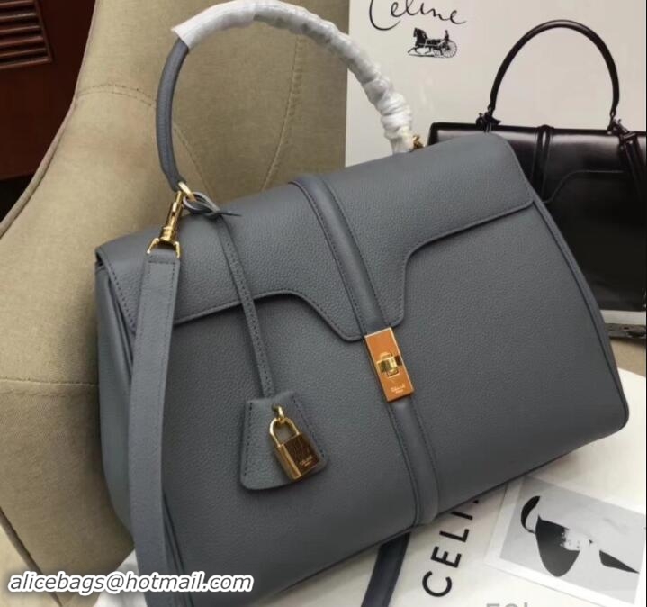 Luxury Cheap Celine Calfskin Medium 16 Bag Grained Gray 187373/187374 2019