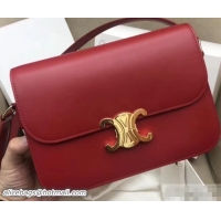 Good Quality Celine Shiny Calfskin Medium Triomphe Bag 187363 Red 2019
