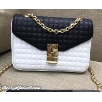 Luxury Celine Quilted Calfskin Medium C Bag 187253 Black/White 2018