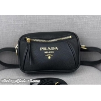 Best Product Prada Calf Leather Belt Bag 1BL006 Black 2019