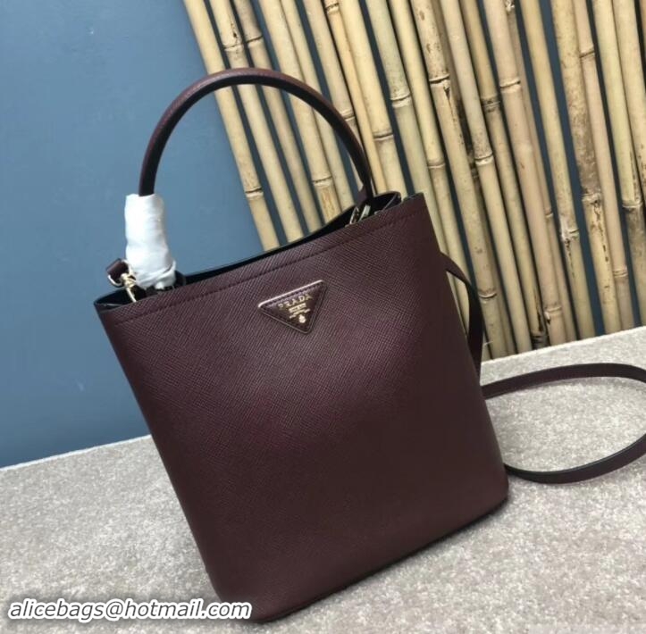 Stylish Prada Saffiano Leather Double Medium Bag 1BA212 Burgundy 2019