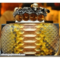 Classic Practical Alexander Mcqueen Knuckle Box Clutch Python Leather PW16