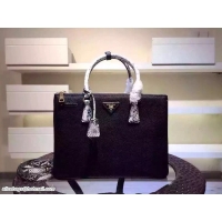 Top Design Prada Saffiano Litchi Leather Tote Bag PB2274 Black With Python