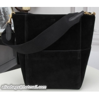 Good Looking CELINE Sangle Seau Bag in Original Suede Leather C3360 Black