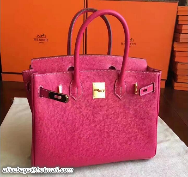Sophisticated Hermes Birkin 30 Bag In Original Epsom Leather With Gold/Silver Hardware 72306 Hot Pink