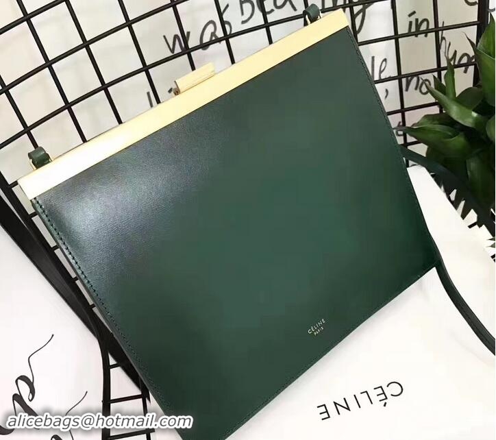 Crafted Celine Natural Calfskin Mini Clasp Shoulder Bag 81302 Green
