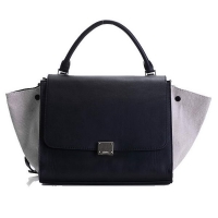 2012 Latest  Celine Trapeze Bags Original Leather with Fabric 3342 Black Offwhite