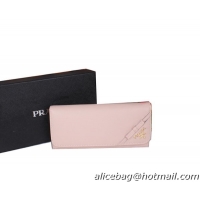 Prada 1M1132 Saffiano Leather Bow Wallet Light Pink