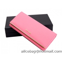 Prada 1M1132_QME Pink Saffiano Leather Wallet