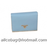 Prada Saffiano Leather Bi-Fold Wallet 1M0204 SkyBlue
